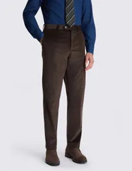 Tailored Fit Cord Stretch Suit Trousers Dark Brown male