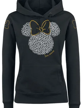 Disney Kapuzenpullover - Minnie Maus - Love - S bis XXL - für Damen - Größe XXL - schwarz - Lizenzierter Fanartikel - Frauen - female - Micky Maus - FashionsVida