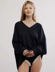 Cotton Rich V-Neck Sweatshirt Black female