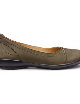 Women's Wide Fit 'Robyn II' Ballet Pumps in Khaki Size: 8 - Khaki - Size: 8 - Hotter - FashionsVida