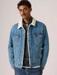 Lined Denim Trucker Jacket Blue Mix male