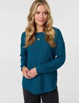 Women's Textured Batwing Long Sleeve Jumper in Green Size: 14 - Green - Size: 14 - Izabel London - FashionsVida