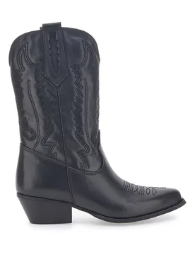 Stivaletti Texani Neri Con Tomaia Ricamata Made in Italy TEX4090 39 - PITTARELLO LOVE - FashionsVida