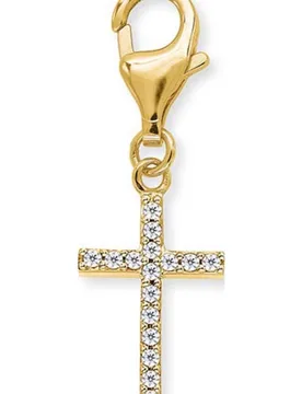 Womens Erc-Lilcross-Zi-G Ladies Cross Charm - Gold Sterling Silver - One Size - Engelsrufer - FashionsVida