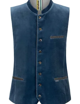 Trachtenweste Tozzi (rauchblau, Gr. 54) von Bergfeuer für Herren, Oberteile, 100% Baumwolle - Stockerpoint - FashionsVida