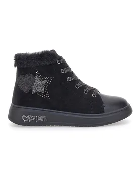 Sneakers Mid-Cut Nere Imbottite con Cerniera e Pellicciotto 1719 33 - GRAZIE - FashionsVida