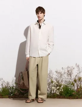 Camisa lisa de lino de hombre - Green Coast - FashionsVida