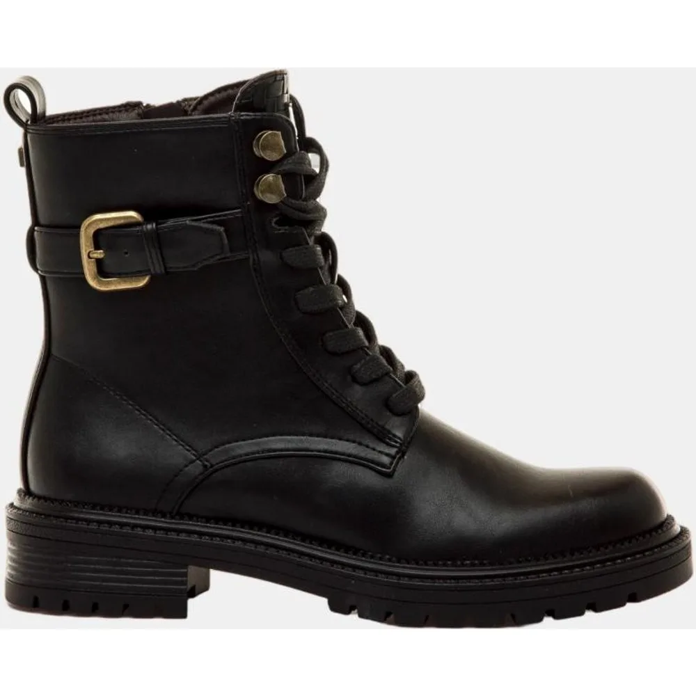 Botines de mujer estilo militar con hebilla al tobillo - mustang - FashionsVida