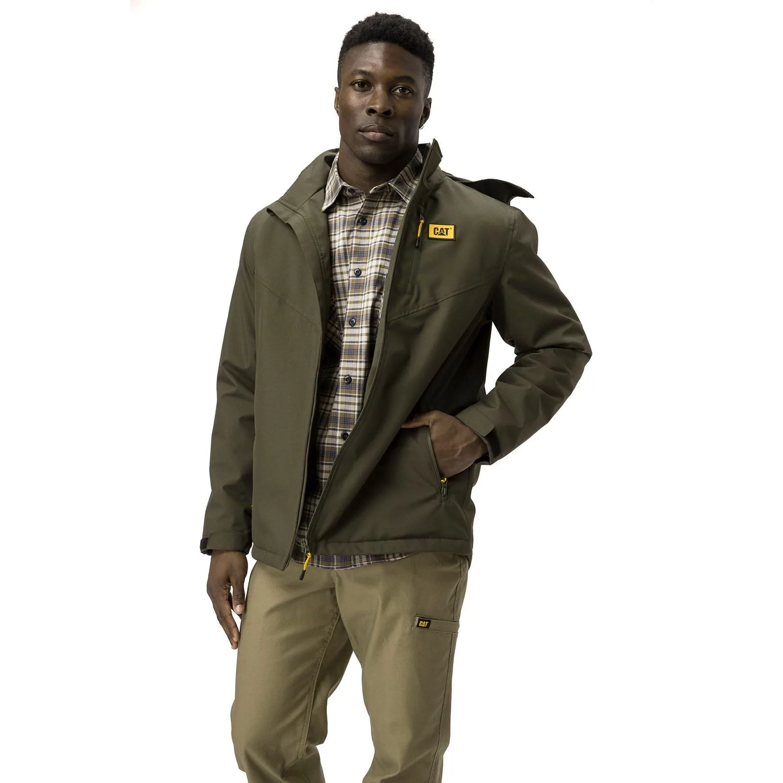 Lightweight Insulated Mens Moss Puffer Jacket - Green - Size Medium - Caterpillar - FashionsVida