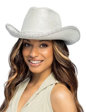 Cowboyhut Glitzer Silber für Erwachsene - BOLAND BV - FashionsVida