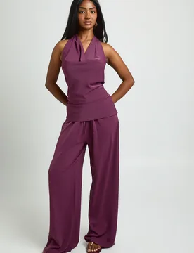 Womens Halter Cowl Neck Co-Ord - Purple - Size 8 Uk - Boohoo - FashionsVida