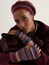 Wool Rich Fingerless Mittens Orange Mix female