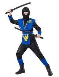 Ninja Kinderkostüm Krieger schwarz-blau