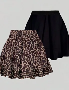 Falda de verano elástica en la cintura con volantes para mujer de talla grande 4XL - Shein - FashionsVida