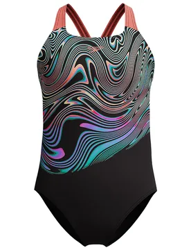 Digital Placement Powerback Swimsuit Neon Coral 15-16 Years Girls - Speedo - FashionsVida