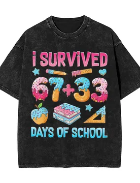 Vintage Bruh I Survived 67 + 33 Days of School 100th Day of School T-Shirts Men O Neck 100% Cotton Washed T Shirt Short Sleeve - Aliexpress - FashionsVida