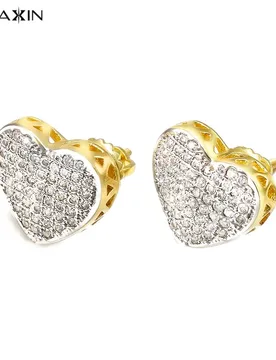 VANAXIN Hearts Stud Earrings for Women Iced Out Cubic Zirconia Stone Fashion Jewelry Gift Romantic 14k Gold Color - Aliexpress - FashionsVida