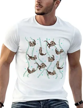 Swimming Otters T-Shirt Soft Casual Short Sleeve Cotton Tee - Aliexpress - FashionsVida