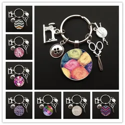 Vintage Sewing Machine Keychain Scissors Keychain Cabochon Art Photography Keychain Fashion Handmade Jewelry Jewelry
