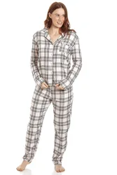 Women's Two Piece Checkered Pyjama Set in Pale Pink Size: 18 - Pale Pink - Size: 18