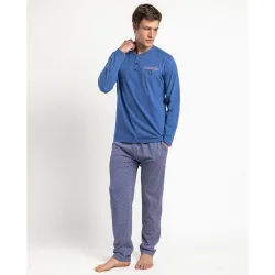Pijama largo de hombre de punto de color