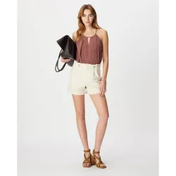 Short de mujer con estampado de rayas y vuelta