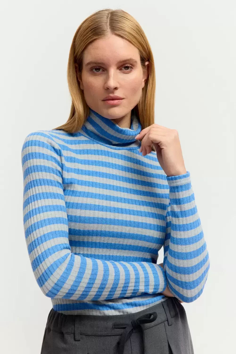 XXL Striped rib Rollneck female - XXL - FashionsVida