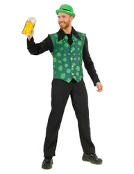 Weste Saint Patrick mit Kleeblättern für Herren grün - male