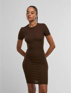 Kurzes Kleid - Ladies Basic Slim Fit T-Shirt Dress - XS bis L - für Damen - Größe L - braun - Frauen - female - Urban classics - FashionsVida