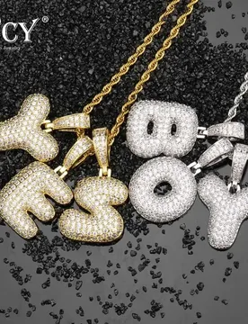 GUCY A-Z Name Bubble Letters Necklaces & Pendant Charm For Men Women Gold Silver Color Cubic Zircon Hip Hop Jewelry Gifts - Aliexpress - FashionsVida