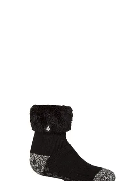 Kids 1 Pair SOCKSHOP Plain Lounge Socks Queenstown Black 12.5-3.5 - Black - Size: 12.5-3.5 Kids - Heat Holders - FashionsVida