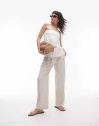 Womens Linen Longline Bandeau In White - Size 6 Uk
