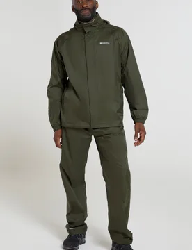 Pakka' Mens Waterproof Rain Overtrousers With Pocket Breathable Everyday Pants Khaki Polyamide - Size Small - Mountain Warehouse - FashionsVida