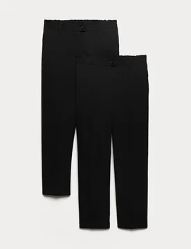 Pack Girls' Regular Leg Slim Waist School Trousers Black female - M&S - FashionsVida