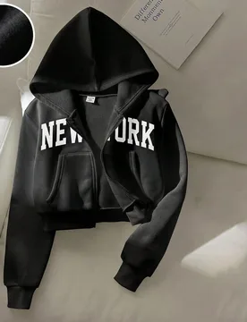 Sudadera corta con capucha para niña preadolescente, estilo urbano casual holgado, sencilla y cómoda para uso diario, con bolsillo delantero, manga - Shein - FashionsVida