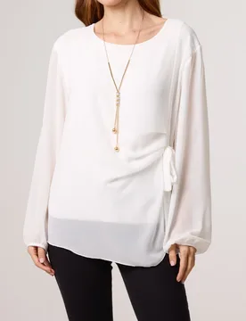 Tie Side Chiffon Necklace Top - S/M / IVORY - female - Blue Vanilla - FashionsVida