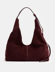 Suede Top Handle Shoulder Bag Oxblood female