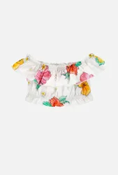 Top a tema floreale bambina bianco