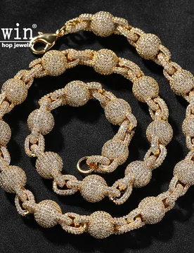 UWIN 10mm Ball Bead Chain Necklace Full Iced Out CZ Link Cubic Zircon Fashion Luxurious Choker HipHop Jewelry - Aliexpress - FashionsVida
