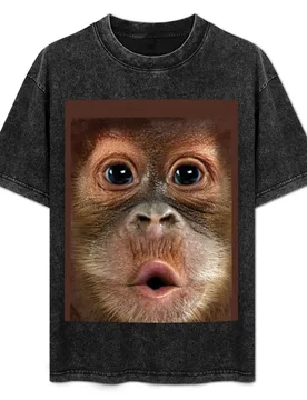 Big Face Baby Orangutan Monkey T-Shirt Soft Casual Short Sleeve Cotton Tee - Aliexpress - FashionsVida