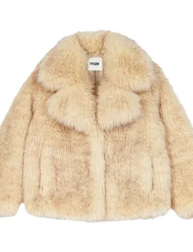 Abrigo de mujer de pelo sintético oversize con cuello ancho - Maje - FashionsVida