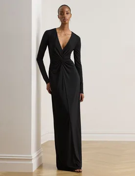 Vestido largo talla grande con nudo en la cintura - Lauren Ralph Lauren - FashionsVida
