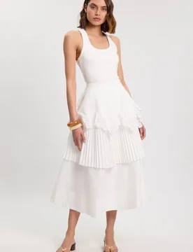 Womens Ruffled Maxi Skirt - White - Size 10 Uk - Karen millen - FashionsVida