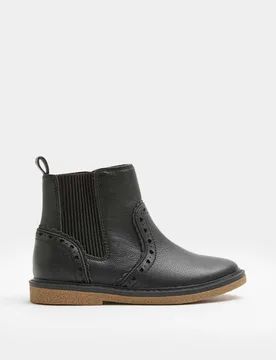 Kids' Leather Chelsea Boots (4 Small - 2 Large) Black Female - M&S - FashionsVida