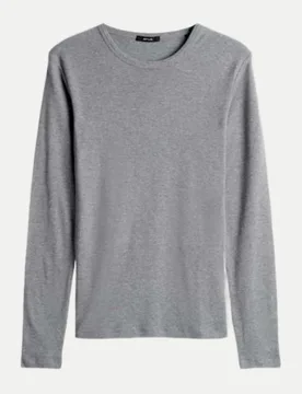 Basic Langarmshirt Sherrie Grau 36 - Opus - FashionsVida