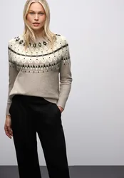 Pullover im Norweger-Look female Beige