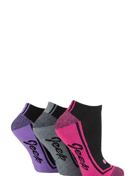 Women's 3 Pair Performance Trainer Socks Black 4-8 Ladies - Black - Size: Small - Jeep - FashionsVida