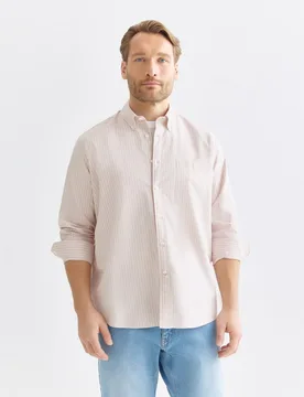 Camisa de sport tallas grandes oxford rayas fondo color classic fit - Dustin - FashionsVida