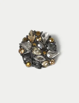 Multicolour Crystal Circular Brooch Multi female - M&S - FashionsVida