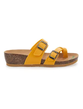 Ciabatte Gialle Made In Italy Con Sottopiede In Vera Pelle 22710 37 - BIO UP - FashionsVida